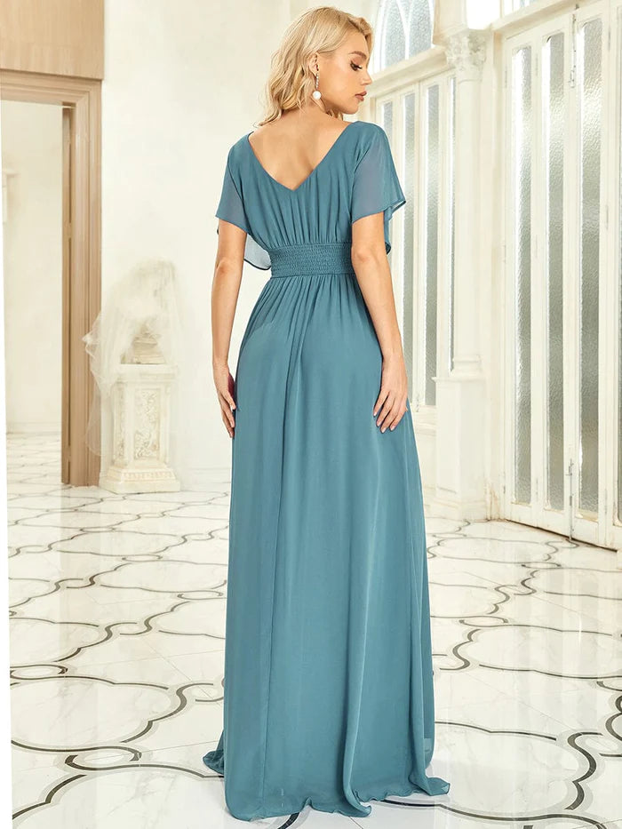 Women's A-Line Empire Waist Floor-Length Chiffon Evening Dress