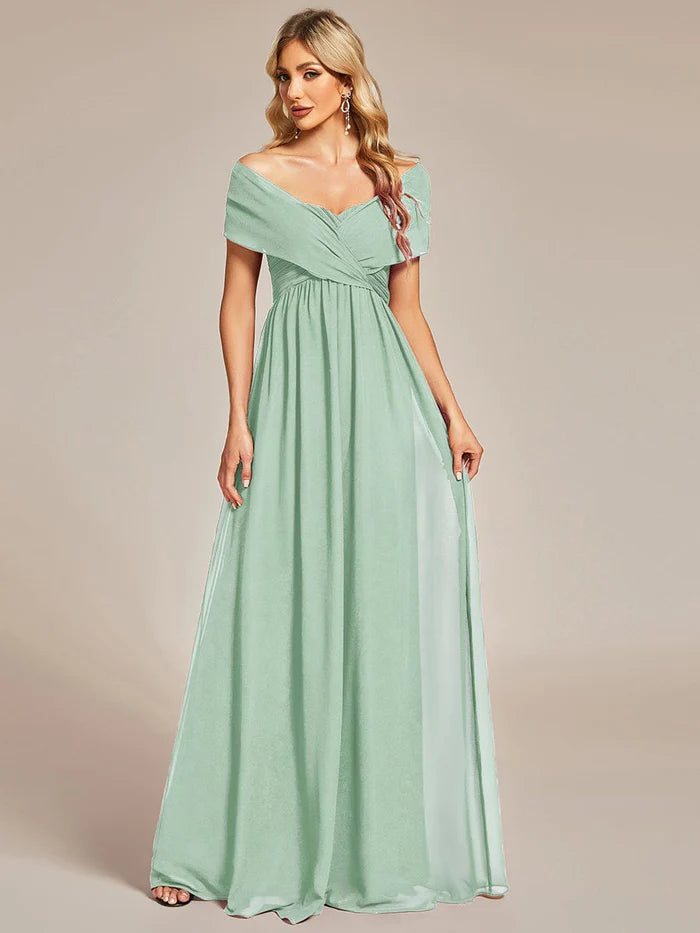 Custom Size Convertible Chiffon Pleated A-Line Bridesmaid Dress