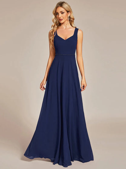 Sweetheart Chiffon Sleeveless Bridesmaid Dress with Back Hollow Out