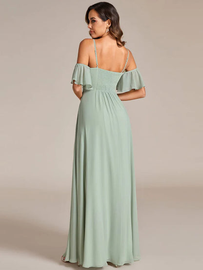 Spaghetti Strap Sweetheart Chiffon A-line Bridesmaid Dress with Knot