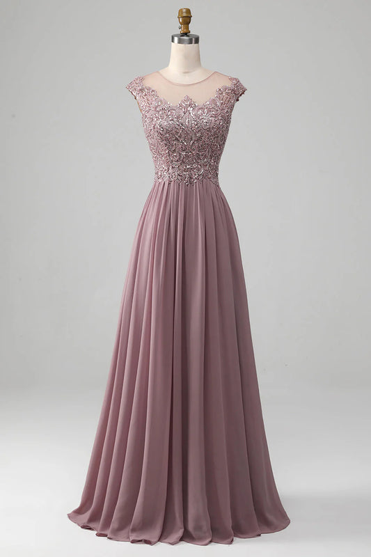 A-shaped bead powder blusher prom dress