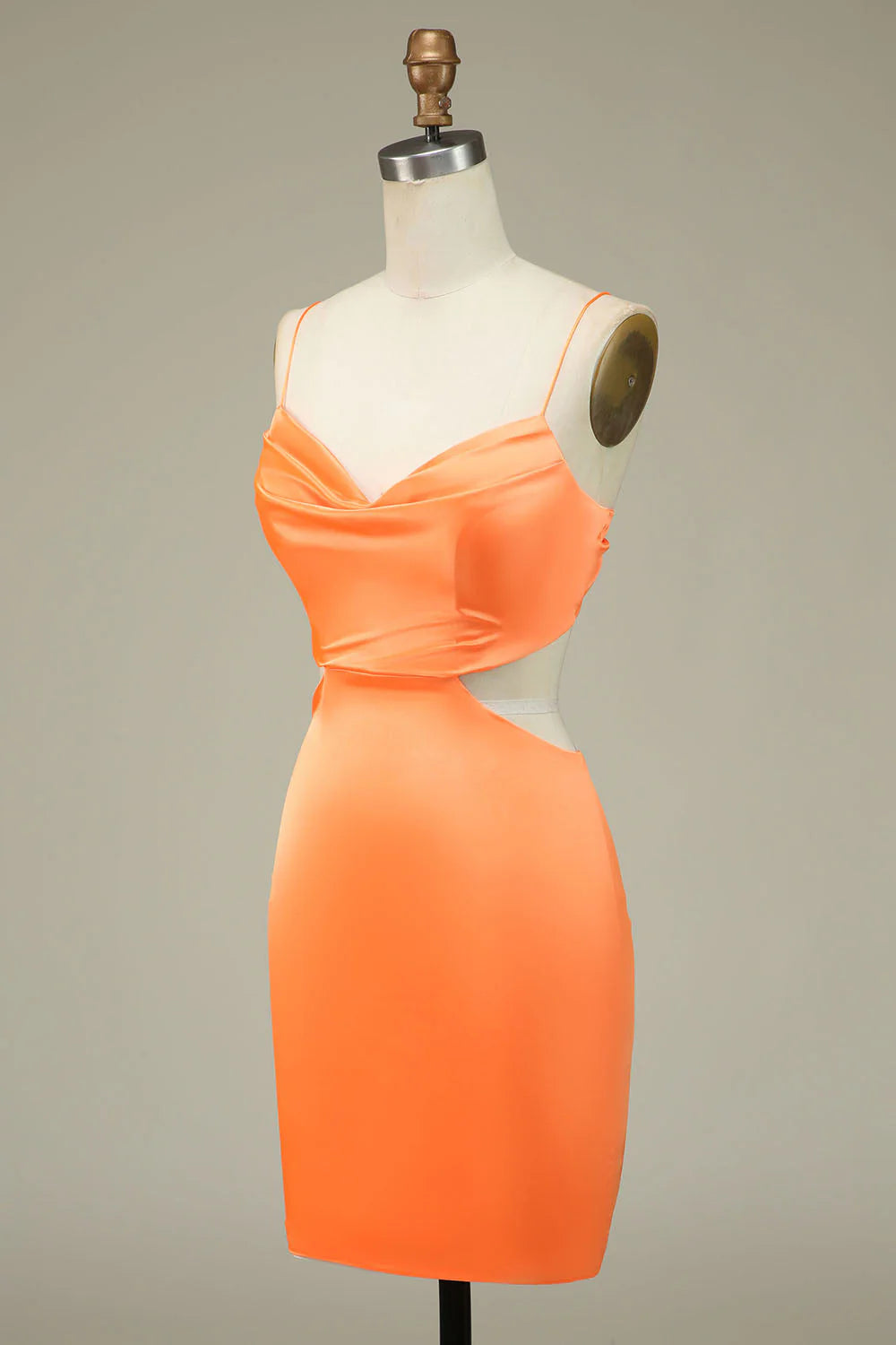 Orange thin shoulder strap backless short Cocktail Dresses