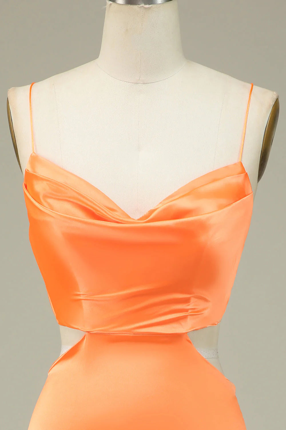 Orange thin shoulder strap backless short Cocktail Dresses