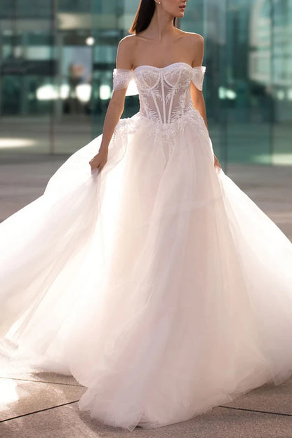 A Line Sweetheart Ball Sticker Countryside Style Wedding Dress