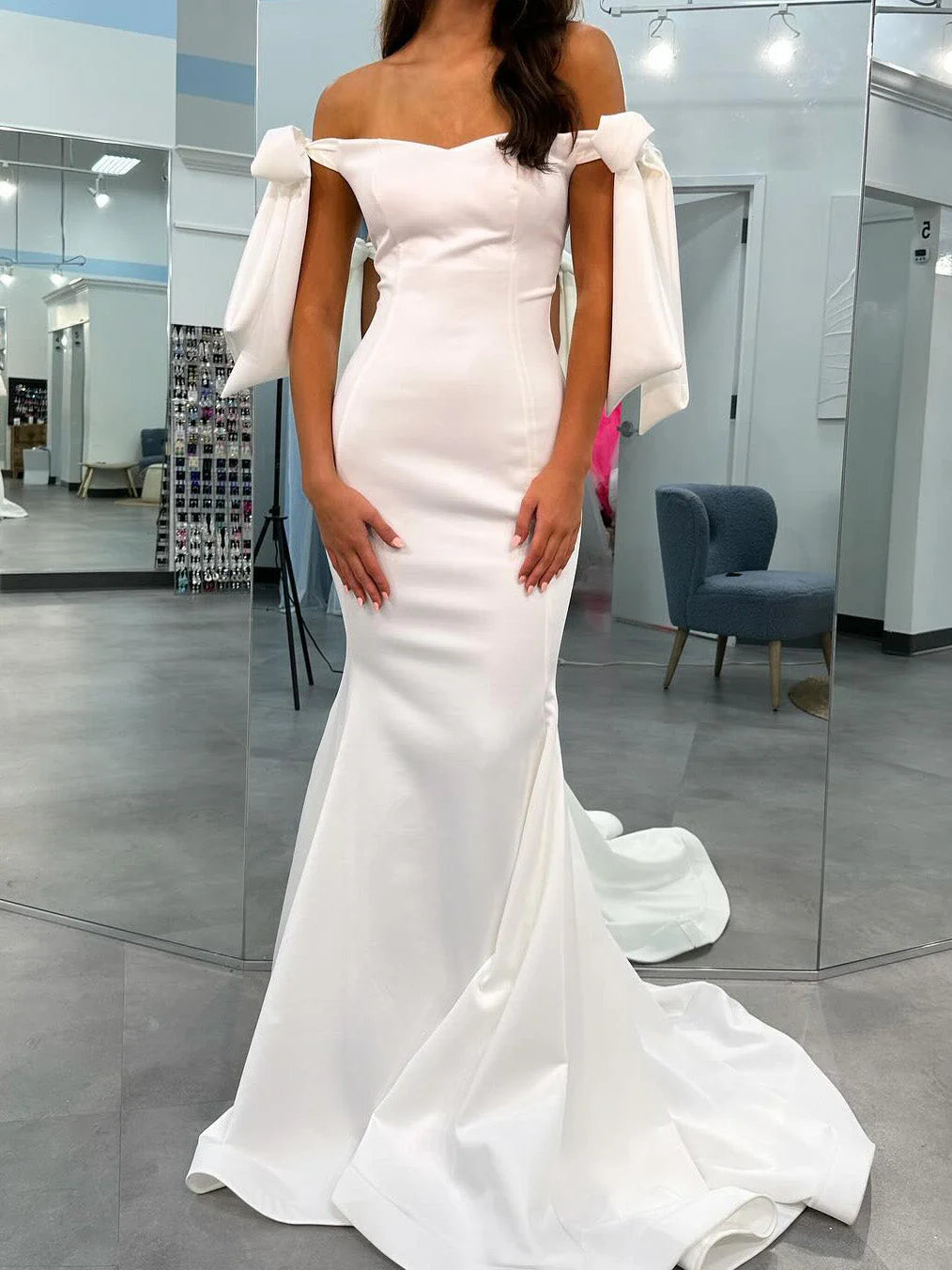 Trumpet/Fishtail Off Shoulder Wedding Dress