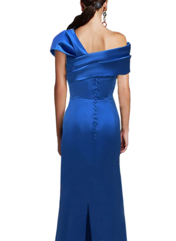 Tight fit/straight leg shoulder to ground length, mother of the bride dress