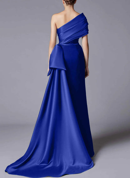 Slim fit/column shoulder split velvet mother of the bride dress