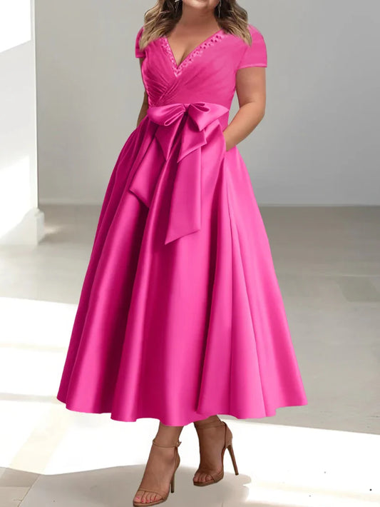 A-line/Princess V-neck Large with Pocket Mother of the bride dress