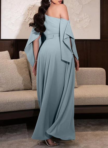 Tight/column shoulder to ground length mother of the bride dress