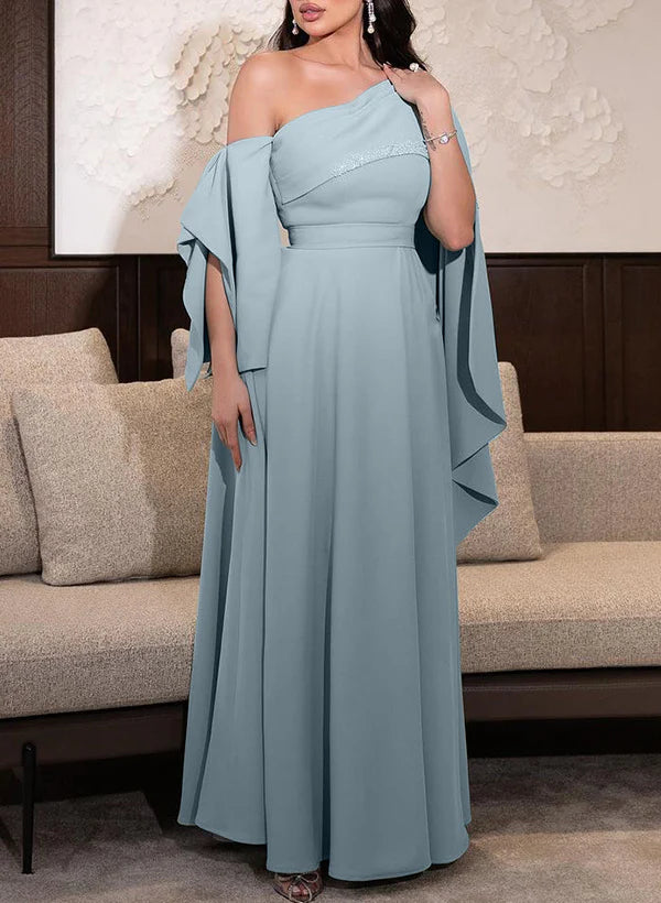 Tight/column shoulder to ground length mother of the bride dress