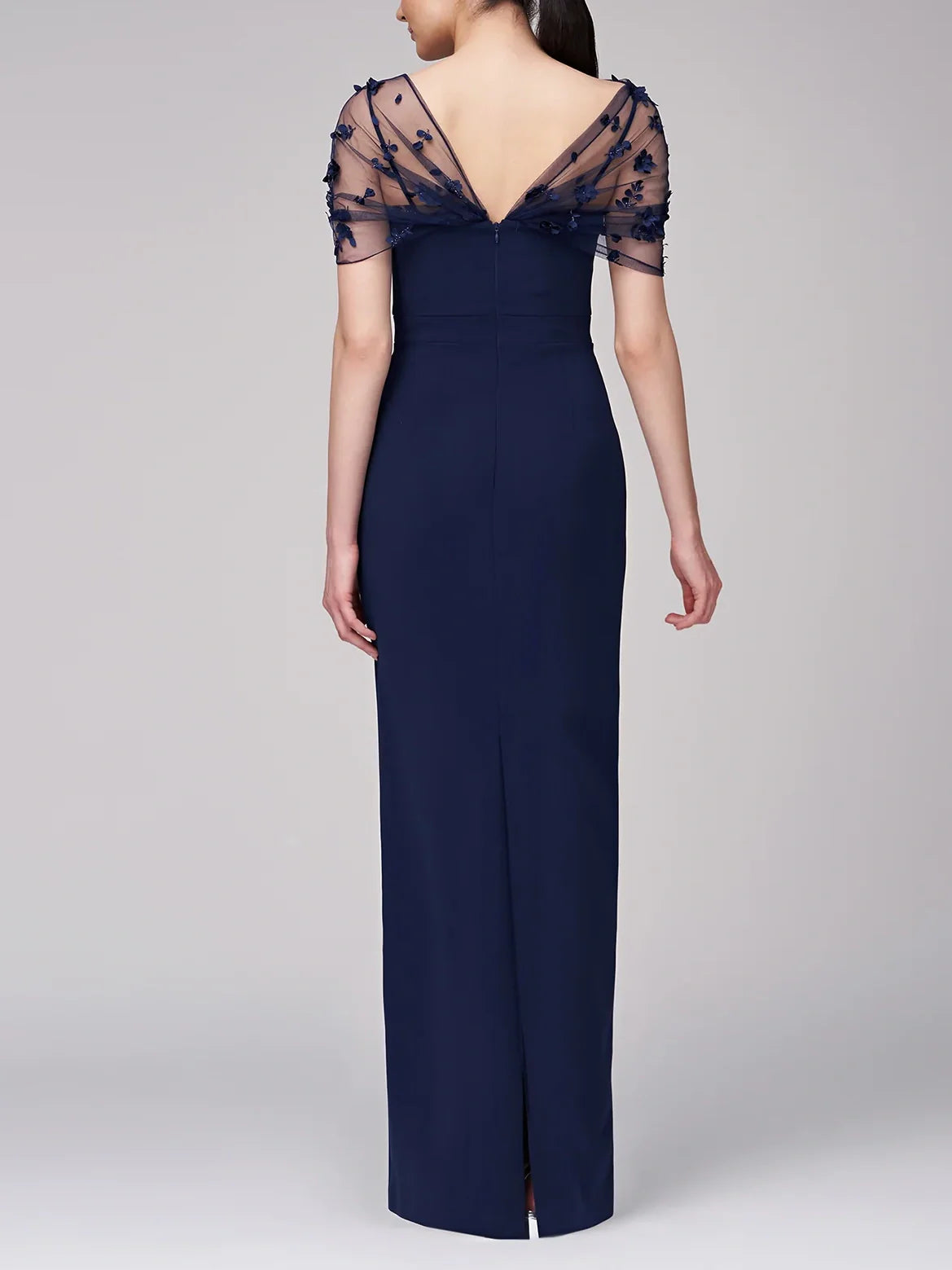 Tight fit/column style thin shoulder strap sleeveless and floor length style mother of the bride dress