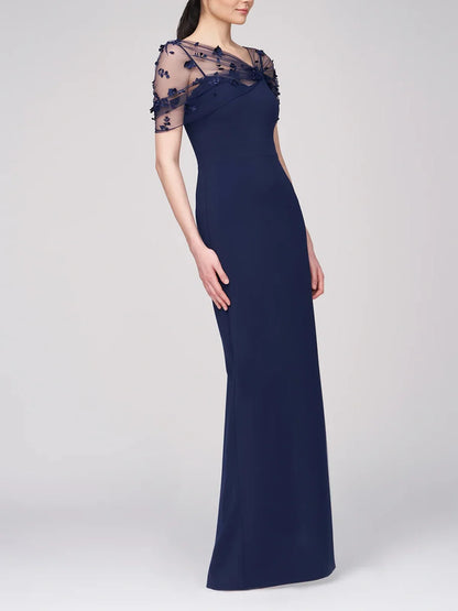 Tight fit/column style thin shoulder strap sleeveless and floor length style mother of the bride dress