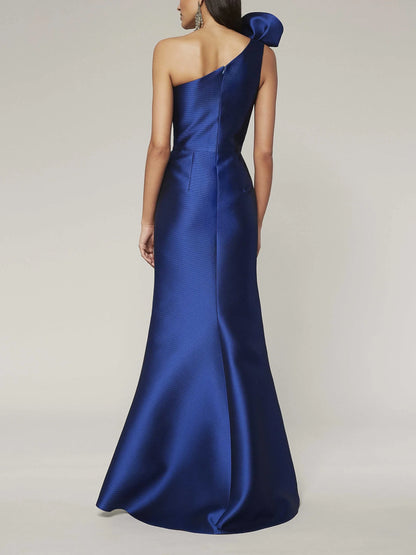 A-line/Princess One Shoulder Sleeveless Floor Slit Mother of the bride dress