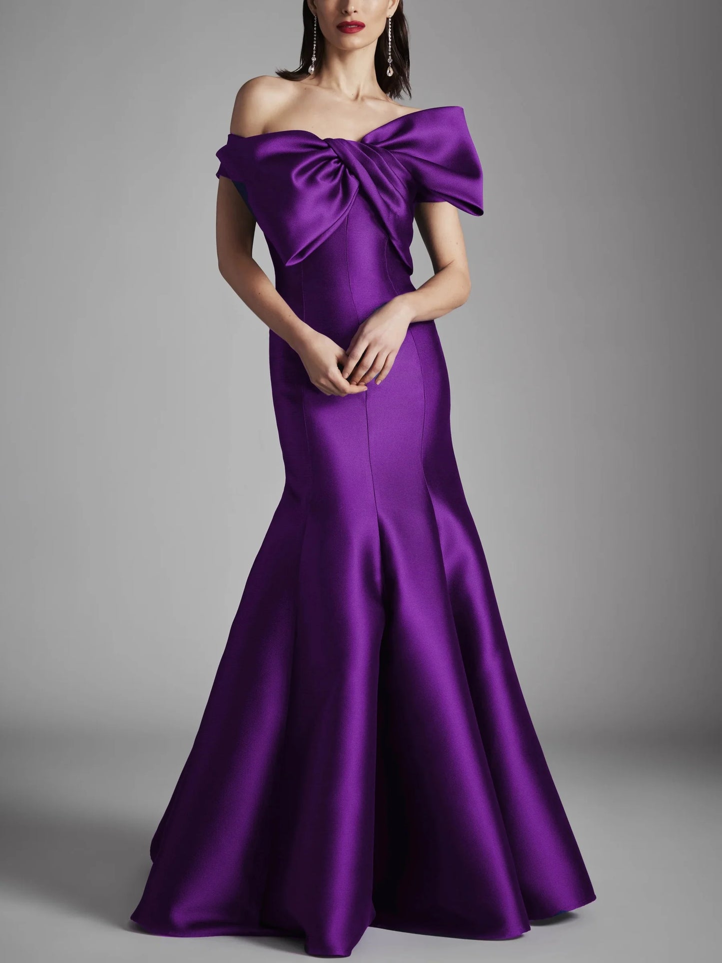 A-line/Princess strapless sleeveless and floor length bow mother of the bride dress