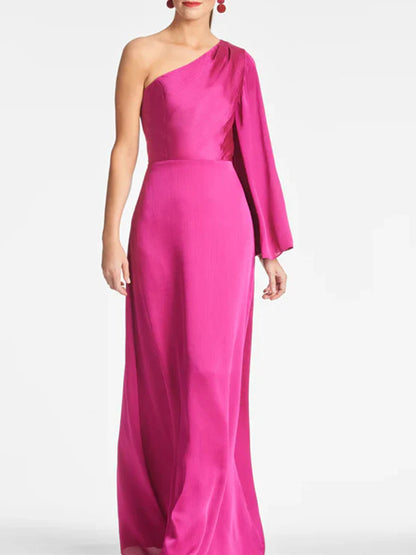 Tight fitting/column shoulder to ground length mother of the bride dress