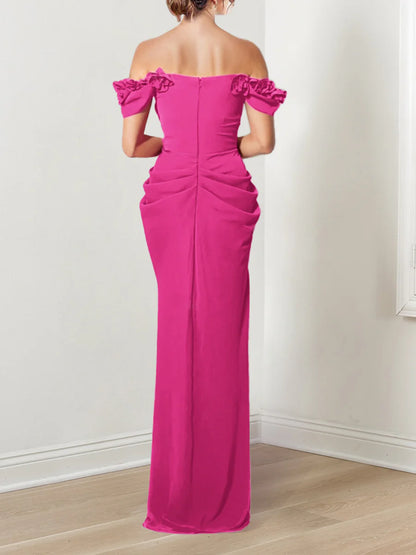 Fishtail/Loudspeaker Off Shoulder to Floor Length Mother of the Bride Dress