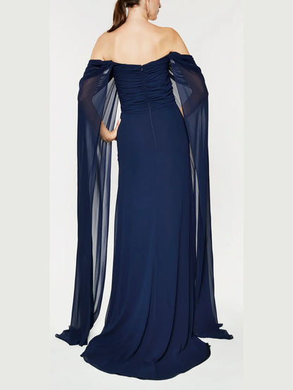 A-line/Princess Strapless Sleeveless Huatuo Train Tail Evening Dress