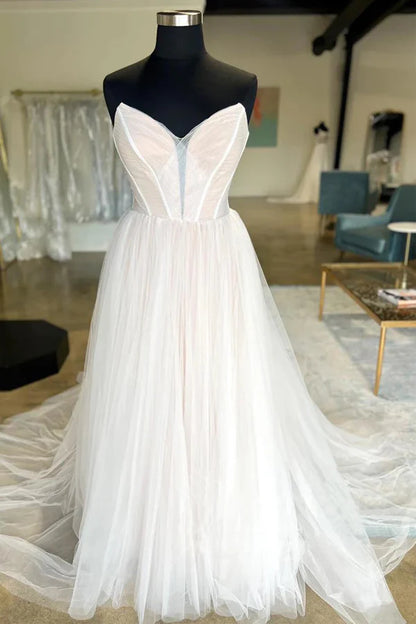 Minimalist style sheer wedding dress with sweet collar and floor mopping wedding dress