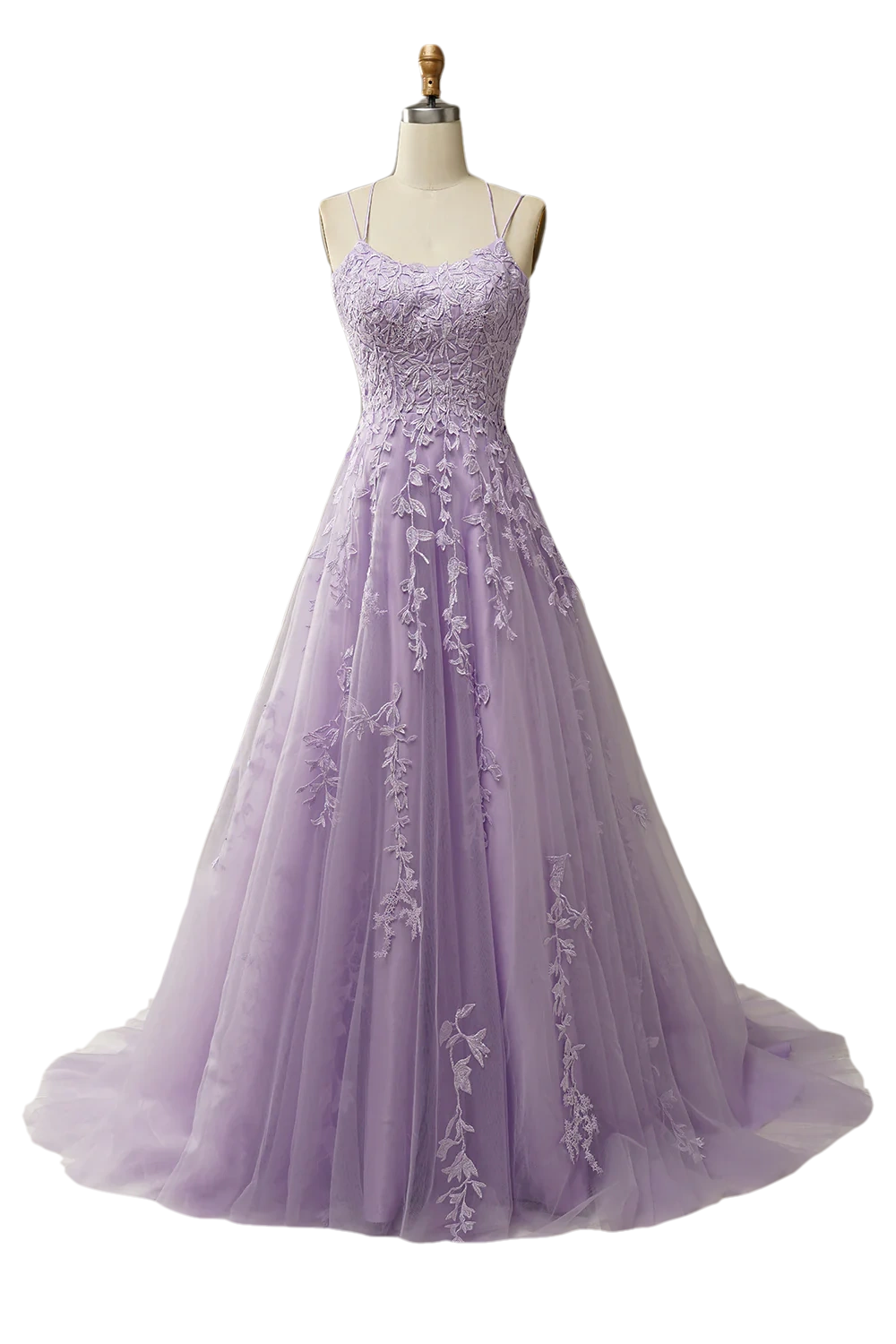 Purple sheer A-shaped sticker prom dress