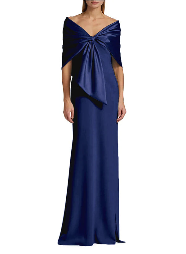 Slim fit/pillar V-neck side slit mother of the bride dress