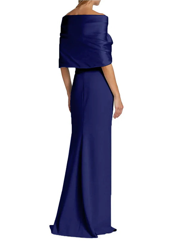 Slim fit/pillar V-neck side slit mother of the bride dress