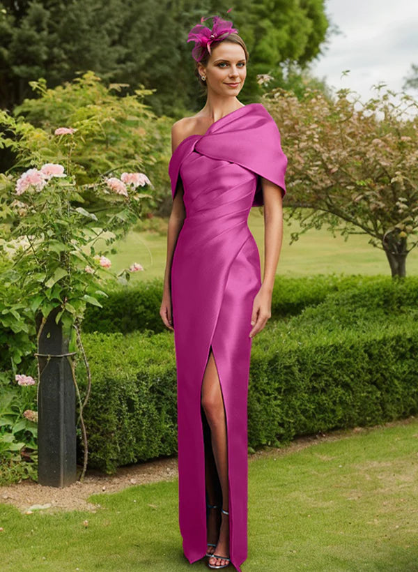 Tight fit/straight leg shoulder to ground length mother of the bride dress