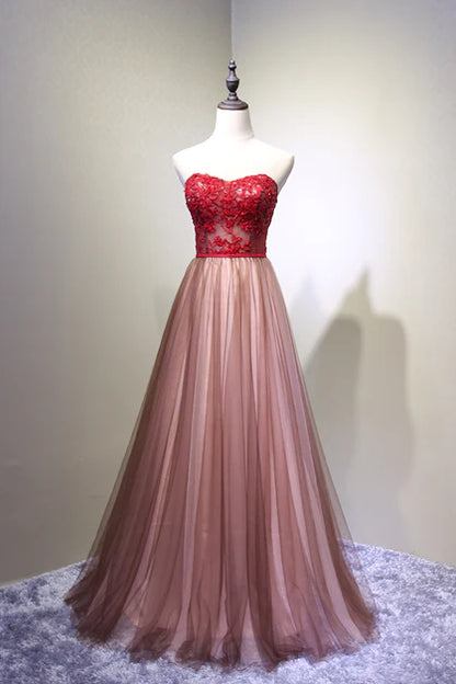 A unique/beautiful burgundy chiffon ball dress with decal crystal sequins and sleeveless evening dress