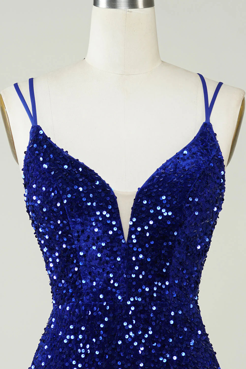 Royal blue sequin cross back short Cocktail Dresses