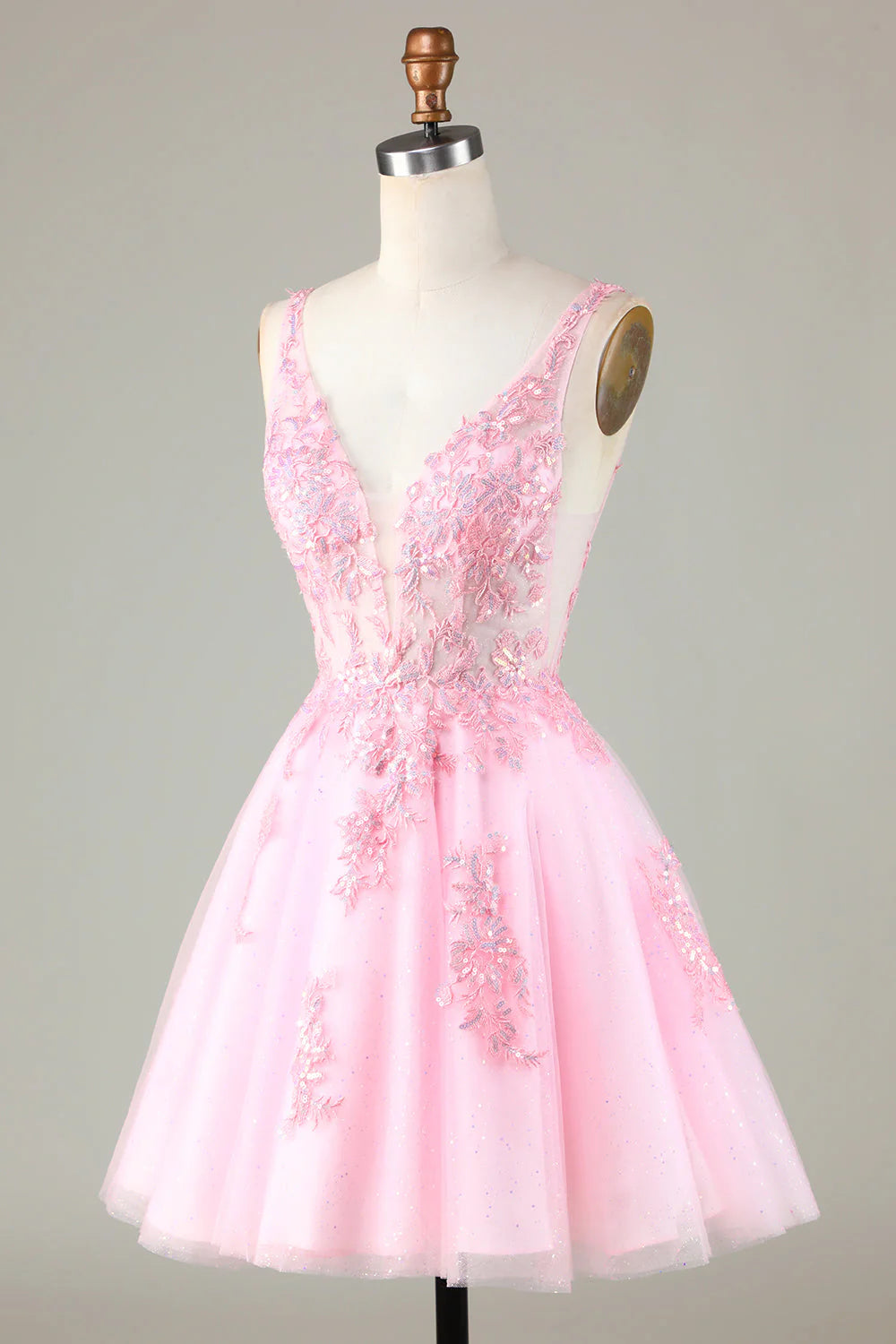 Pink Sparkling Cute Cocktail Dresses with Decals