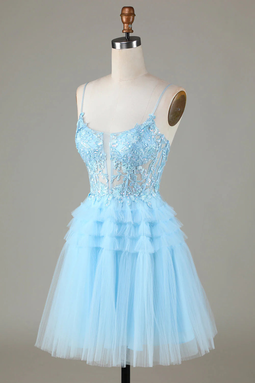 Blue Sparkling Cute Cocktail Dresses with Decals – LD Dress