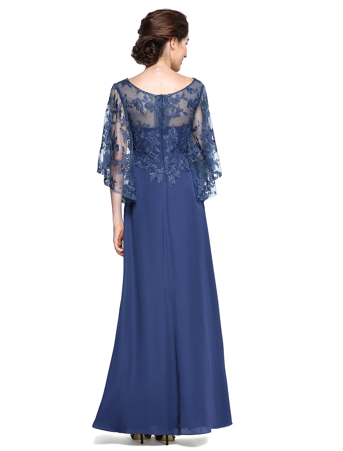 Mother of the Bride Dress Elegant Neck Ankle Length Chiffon Lace Half