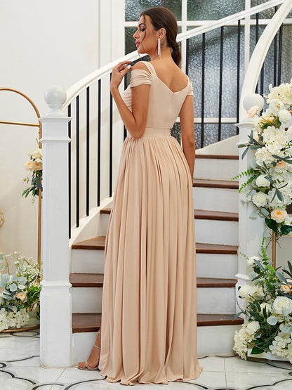 A-Line/Princess Jersey Ruffles Sweetheart Sleeveless Floor-Length Bridesmaid Dresses