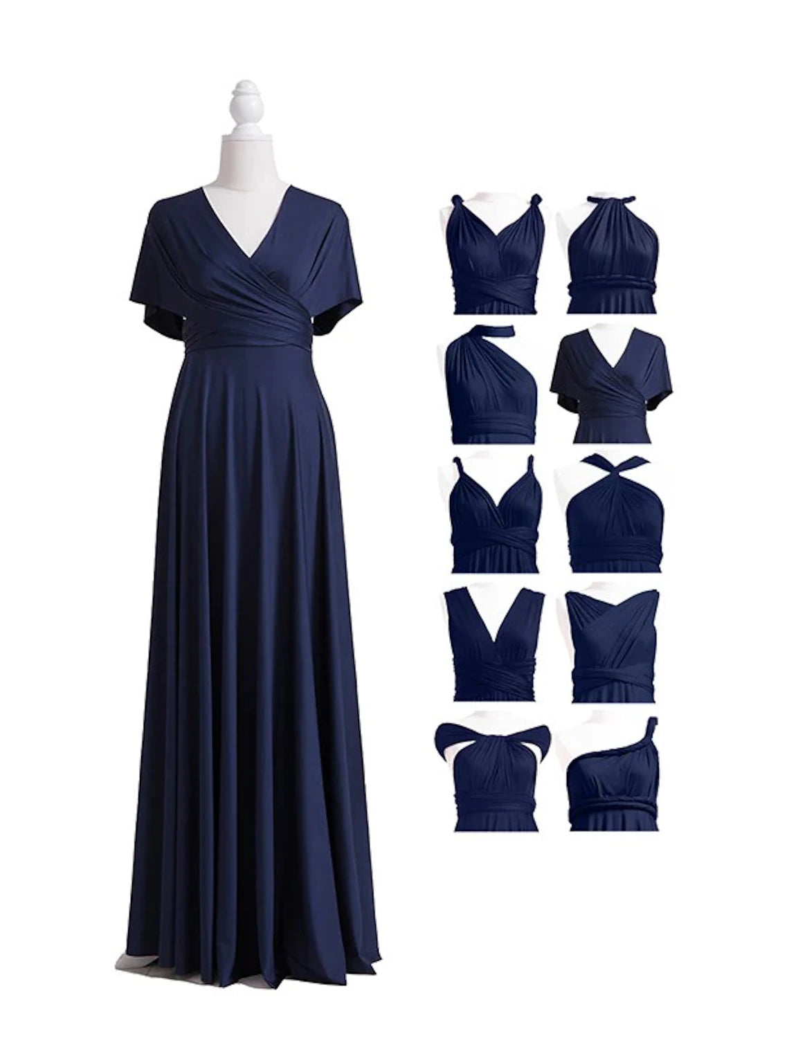 Sheath / Column Bridesmaid Dress V Neck Sleeveless Convertible Floor Length Spandex with Pleats / Solid Color