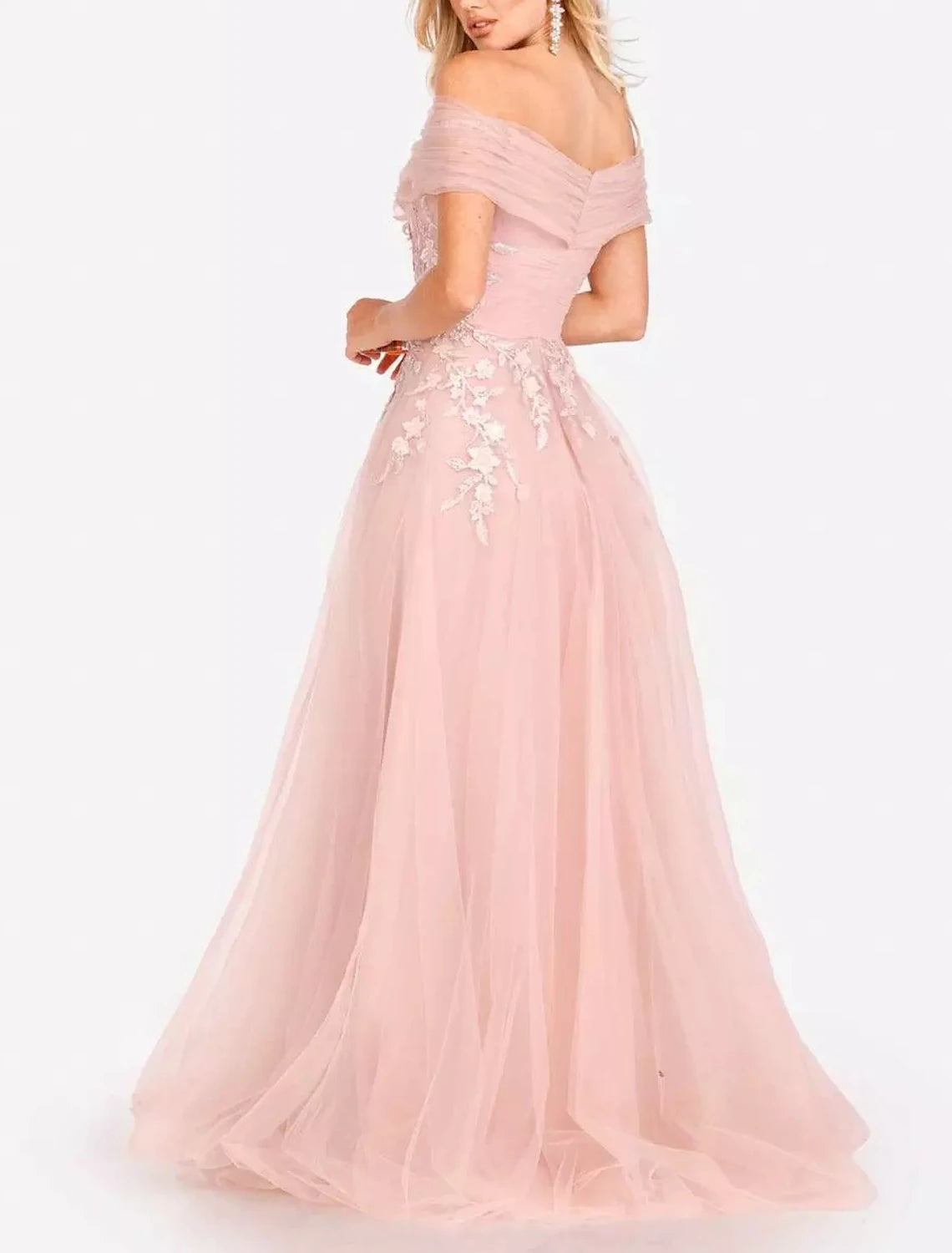 Ball Gown Evening Gown Elegant Dress Formal Pink Dress Floor Length Sleeveless Sweetheart Neck Tulle with Flower