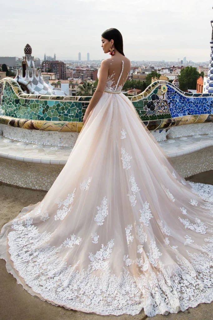 Lace prom dresses Elegant modest wedding dresses