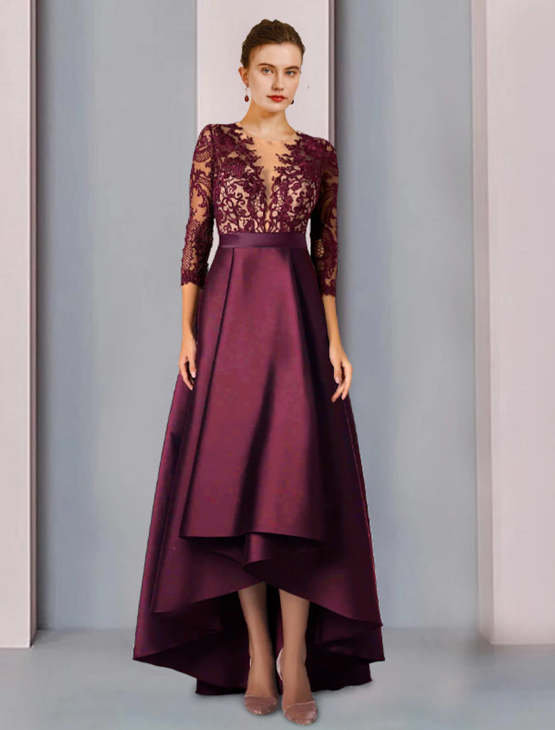 A-Line Mother of the Bride Dress Formal Church Elegant High Low Scoop ...