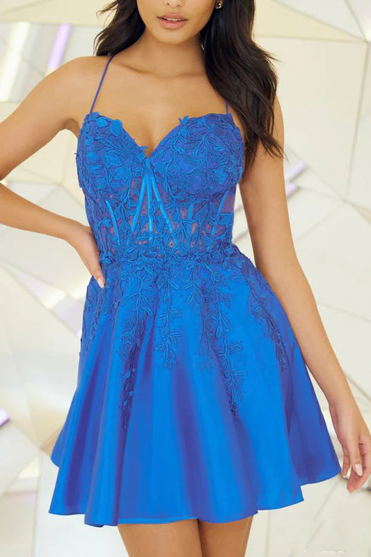 A line Sweetheart Lace Sticker Short Homecoming Dress