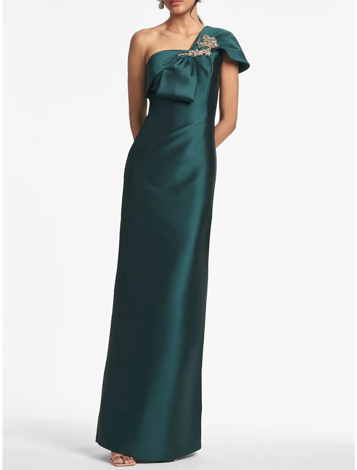 Column Sleeveless Beaede Formal Gown Strapless Pleated Side Slit Floor Length Evening Dress main image 0