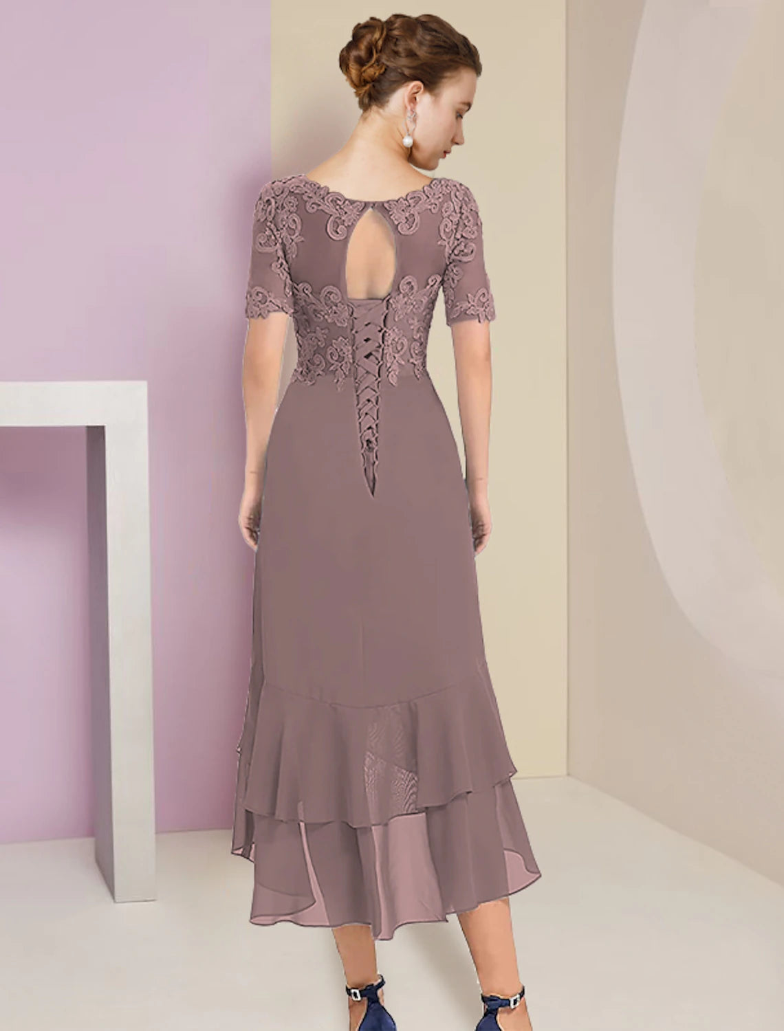 Two Piece A-Line Mother of the Bride Dress Formal Wedding Guest Elegan