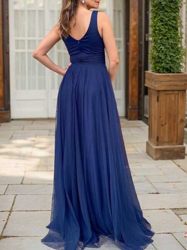 A-shaped V-neck pleats and ground chiffon mother of the bride dresses