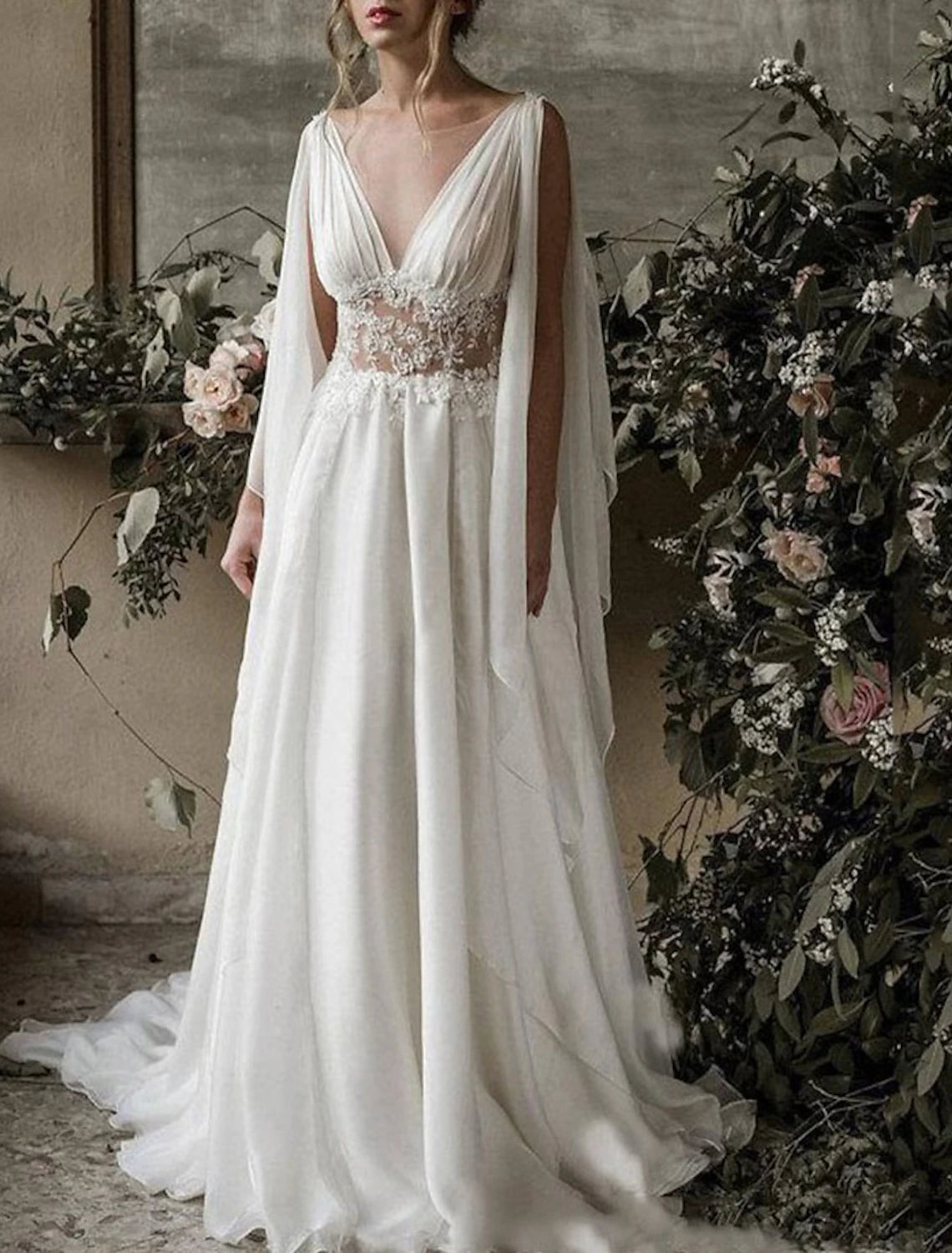 Simple Wedding Dresses Wedding Dresses A-Line V Neck Short Sleeve Tea Length Satin Bridal Gowns With Pleats Solid Color