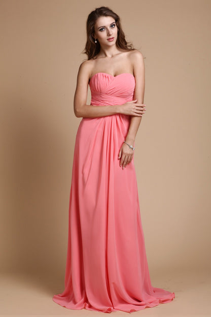 A-Line/Princess Sweetheart Sleeveless Ruffles Chiffon Long Bridesmaid Dresses