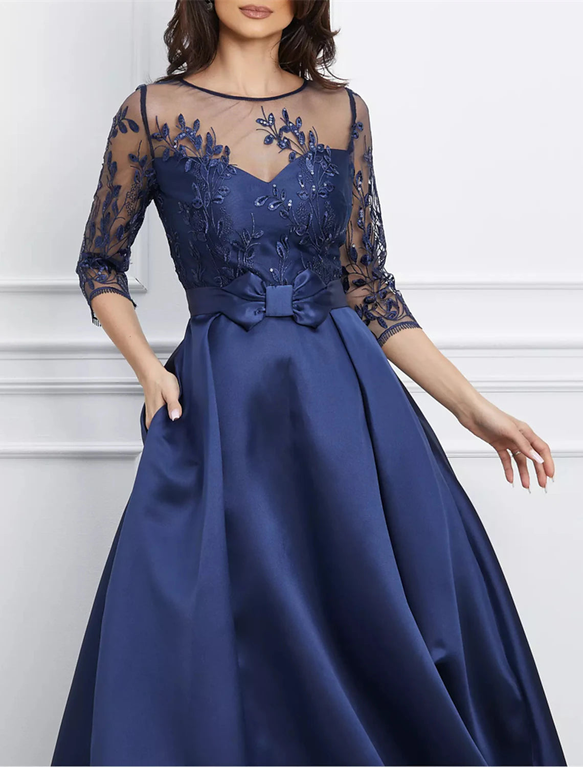 A-Line Evening Gown Elegant Black Dress Plus Size Formal Wedding Asymm