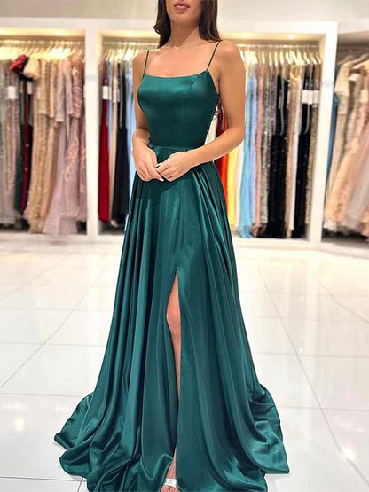A-Line/Princess Tulle Layers V-neck Sleeveless Floor-Length Dresses