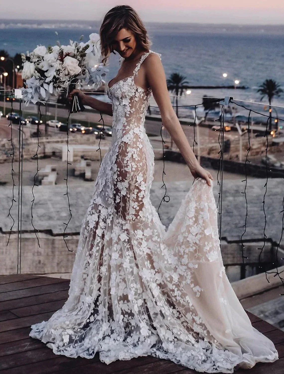 Beach Sexy Boho Wedding Dresses Mermaid / Trumpet Sweetheart Regular S