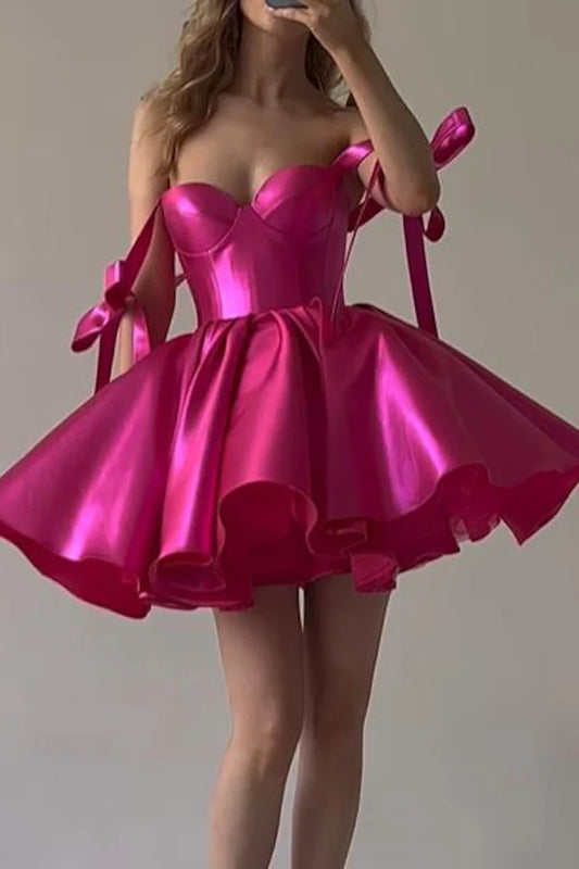 Sweetheart Satin Cute Homecoming Dresses