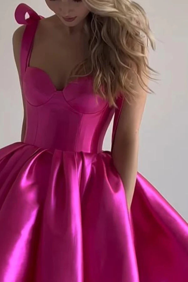 Sweetheart Satin Cute Homecoming Dresses