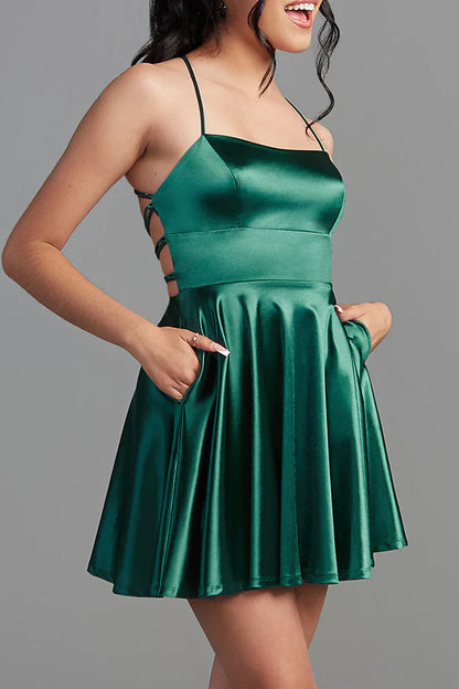 Thread spoon satin minimalist Homecoming dress