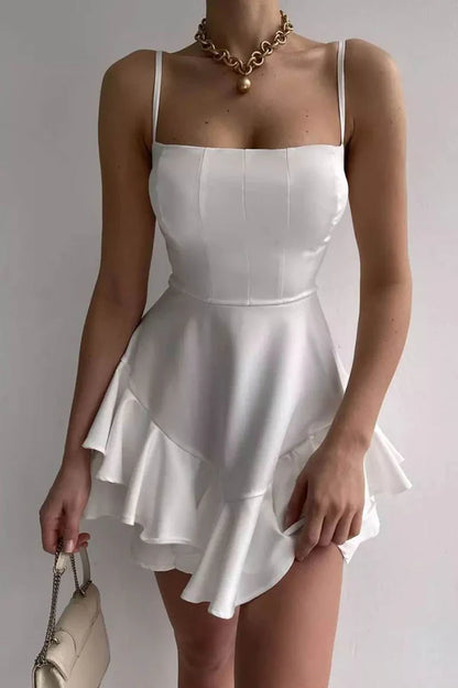 A Line Thin Shoulder Strap Short Homecoming Dress