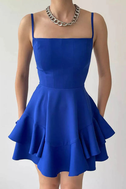 A Line Thin Shoulder Strap Short Homecoming Dress